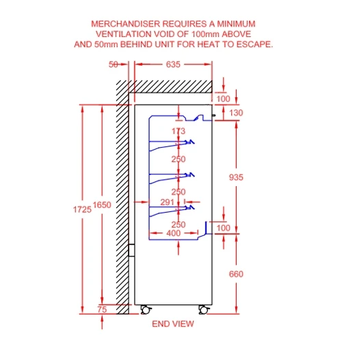 CED Chilled 1200 Slimline Multi Deck & Roller Shutter 3 Tier MM1200SRHT 1200mm Wide Stainless Steel 6 CED Chilled 1200 Slimline Multi Deck & Roller Shutter 3 Tier MM1200SRHT 1200mm Wide Stainless Steel - Image 4