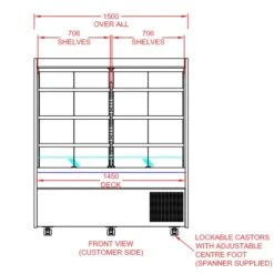 CED Chilled 1500 Slimline Multi Deck & Night Blind MM1500SHT 1500mm Wide Stainless Steel -Kitchen Appliances Store CDMD0016 3