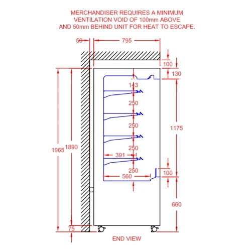 CED Chilled 1200 Slimline Multi Deck & Roller Shutter 4 Tier MM1200LRHT 1200mm Wide Stainless Steel 6 CED Chilled 1200 Slimline Multi Deck & Roller Shutter 4 Tier MM1200LRHT 1200mm Wide Stainless Steel - Image 4