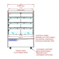 CED Heated 1200 Slimline Multi Deck & Night Blind MMH1200S 1200mm Wide Stainless Steel -Kitchen Appliances Store CDMDH120 3