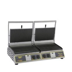 Roller Grill PREMIUM VC DR Ceramic Contact Double Grill Ribbed Base & Top Stainless Steel