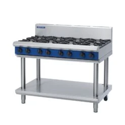 Blue Seal Evolution Range 8 Ring Gas Burner On Leg Stand G518D-LS 1200mm Stainless Steel