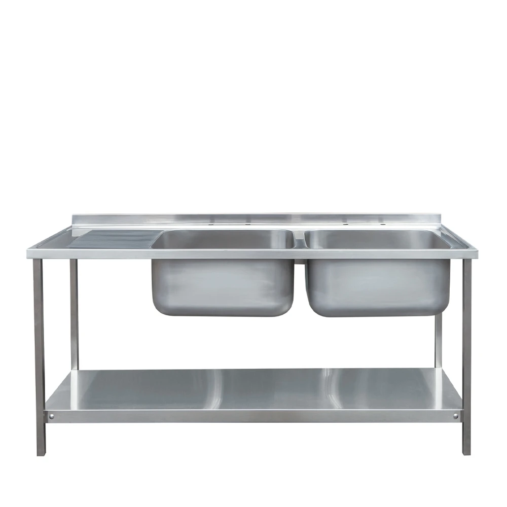 Die-Pat Right Hand Double Bowl Sink Unit Left Hand Drain With Undershelf 35 Kg Stainless Steel 3 Die-Pat Right Hand Double Bowl Sink Unit Left Hand Drain With Undershelf 35 Kg Stainless Steel