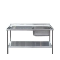 Die-Pat Right Hand Double Bowl Sink Unit Left Hand Drain With Undershelf 25.2 Kg Stainless Steel
