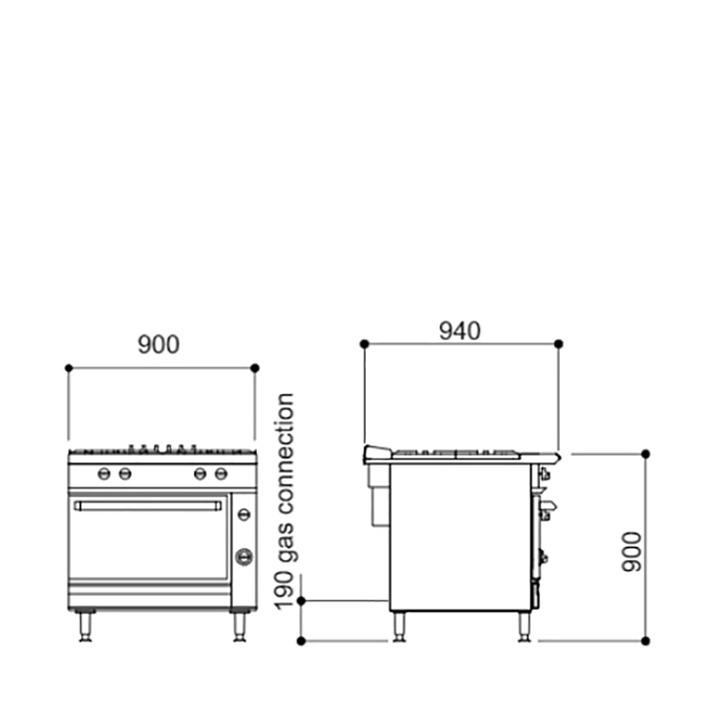 Falcon Chieftain 4 Ring Gas Oven G1006X Stainless Steel 4 Falcon Chieftain 4 Ring Gas Oven G1006X Stainless Steel - Image 2