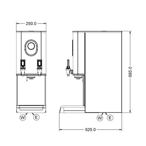 FilterFlow By Lincat Automatic Water Boiler Twin Tap EB6TFX 60Ltr Per Hour/18Ltr Rapid Draw Stainless Steel 4 FilterFlow By Lincat Automatic Water Boiler Twin Tap EB6TFX 60Ltr Per Hour/18Ltr Rapid Draw Stainless Steel - Image 2