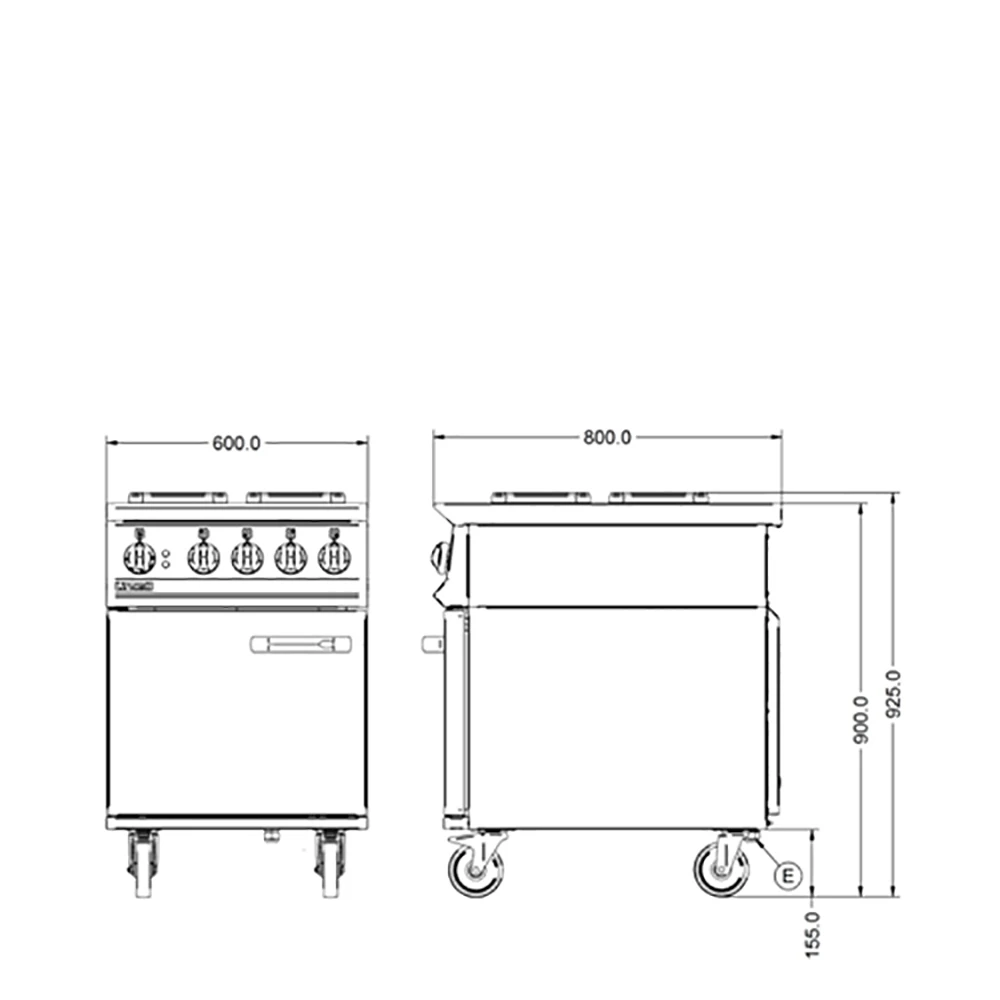 Opus 800 By Lincat 4 Hotplate Electric Range OE8010 Stainless Steel 4 Opus 800 By Lincat 4 Hotplate Electric Range OE8010 Stainless Steel - Image 2
