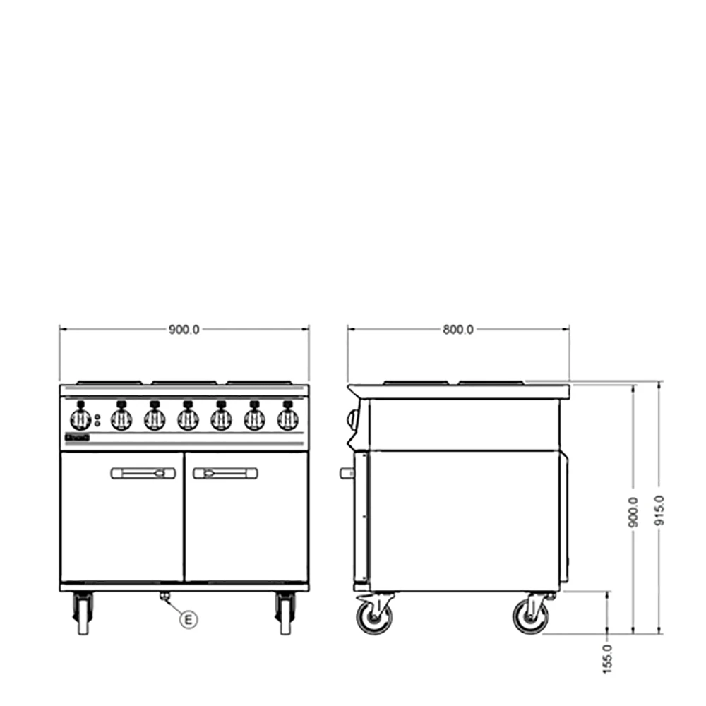 Opus 800 By Lincat 6 Hotplate Electric Range OE8016 Stainless Steel 4 Opus 800 By Lincat 6 Hotplate Electric Range OE8016 Stainless Steel - Image 2