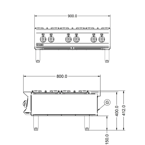 Opus 800 By Lincat 6 Burner Gas Boiling Top OG8004 Stainless Steel 4 Opus 800 By Lincat 6 Burner Gas Boiling Top OG8004 Stainless Steel - Image 2