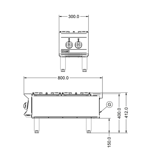Opus 800 By Lincat 2 Burner Gas Boiling Top OG8009 Stainless Steel 4 Opus 800 By Lincat 2 Burner Gas Boiling Top OG8009 Stainless Steel - Image 2