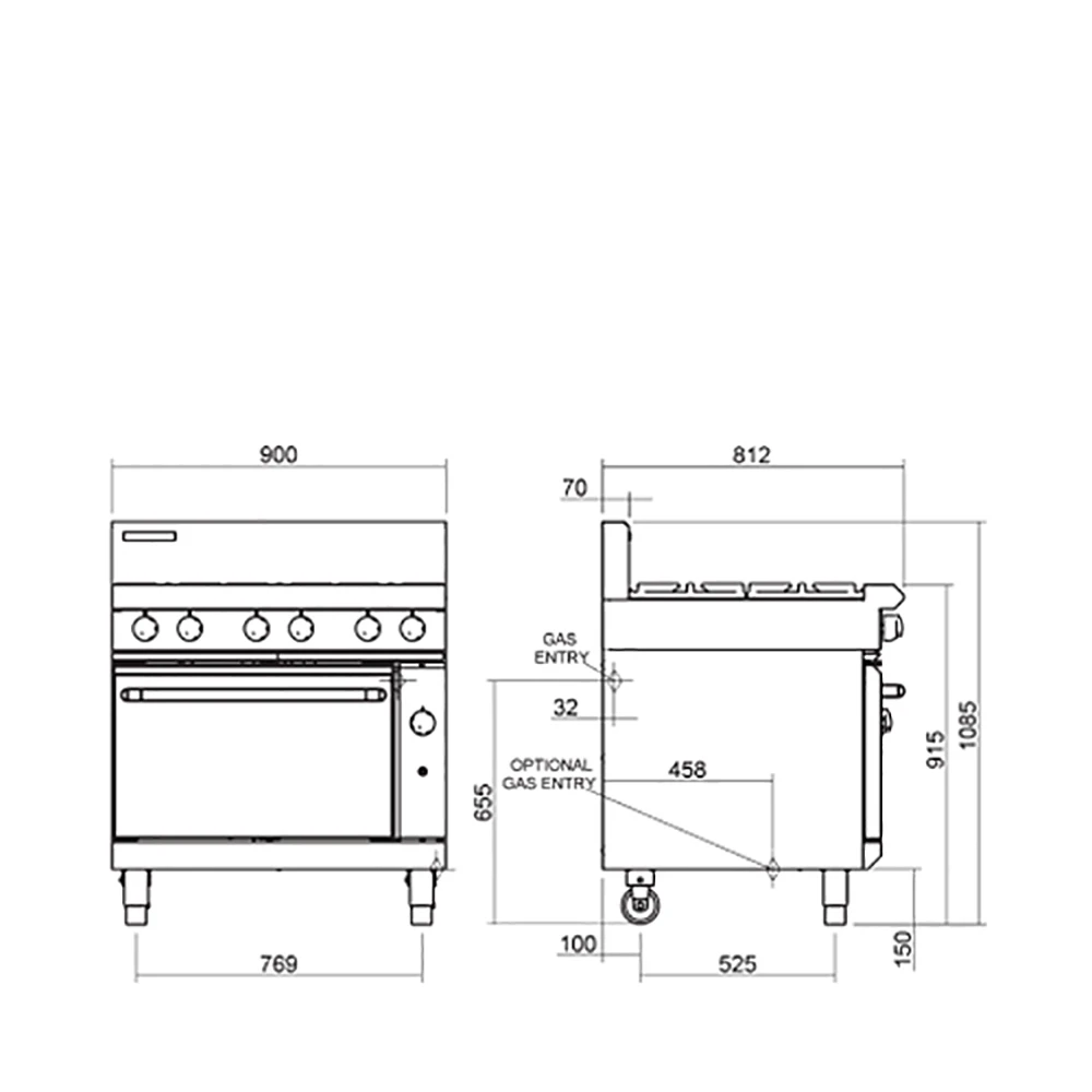 Blue Seal Gas Cooktop Oven Range G506D Stainless Steel 4 Blue Seal Gas Cooktop Oven Range G506D Stainless Steel - Image 2