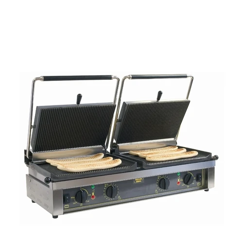 Roller Grill Double Panini Grill Flat Base & Top D'PANINI FTL Stainless Steel 3 Roller Grill Double Panini Grill Flat Base & Top D'PANINI FTL Stainless Steel