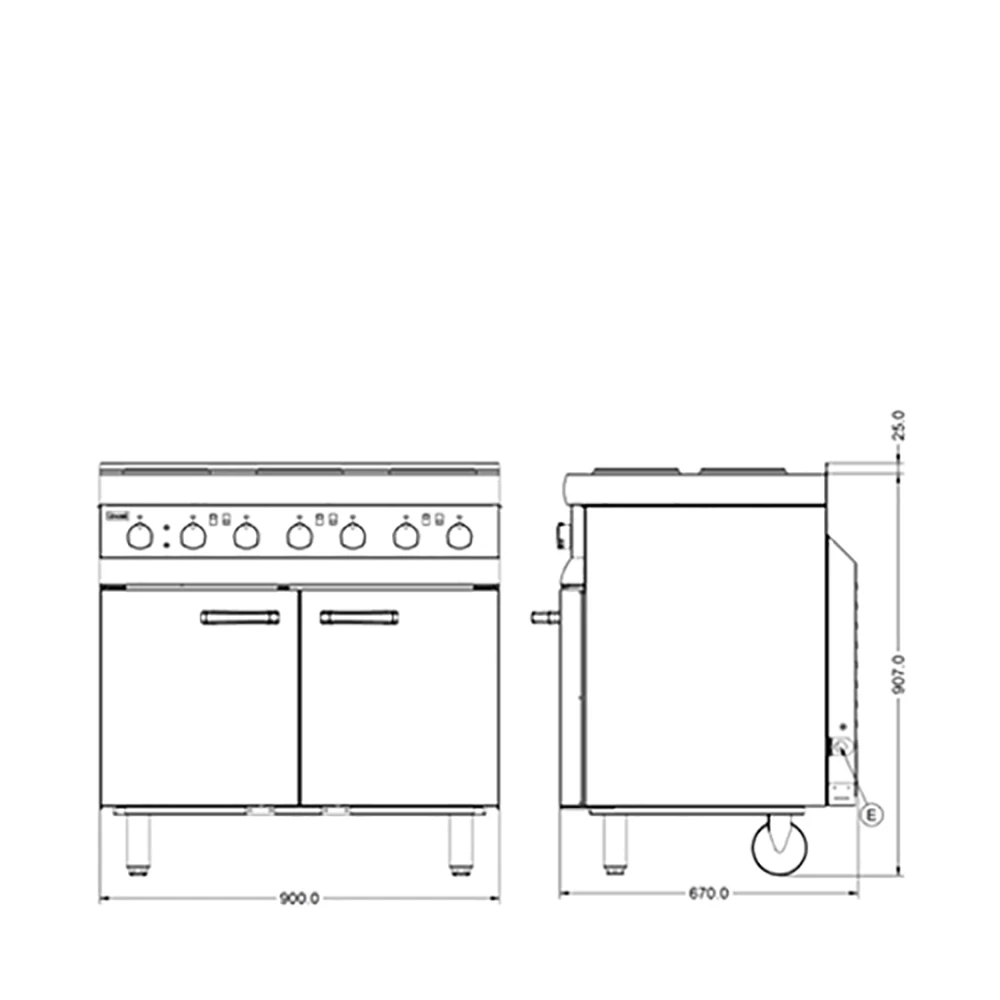 Silverlink By Lincat 6 Hotplate Electric Range ESLR9C Stainless Steel 4 Silverlink By Lincat 6 Hotplate Electric Range ESLR9C Stainless Steel - Image 2