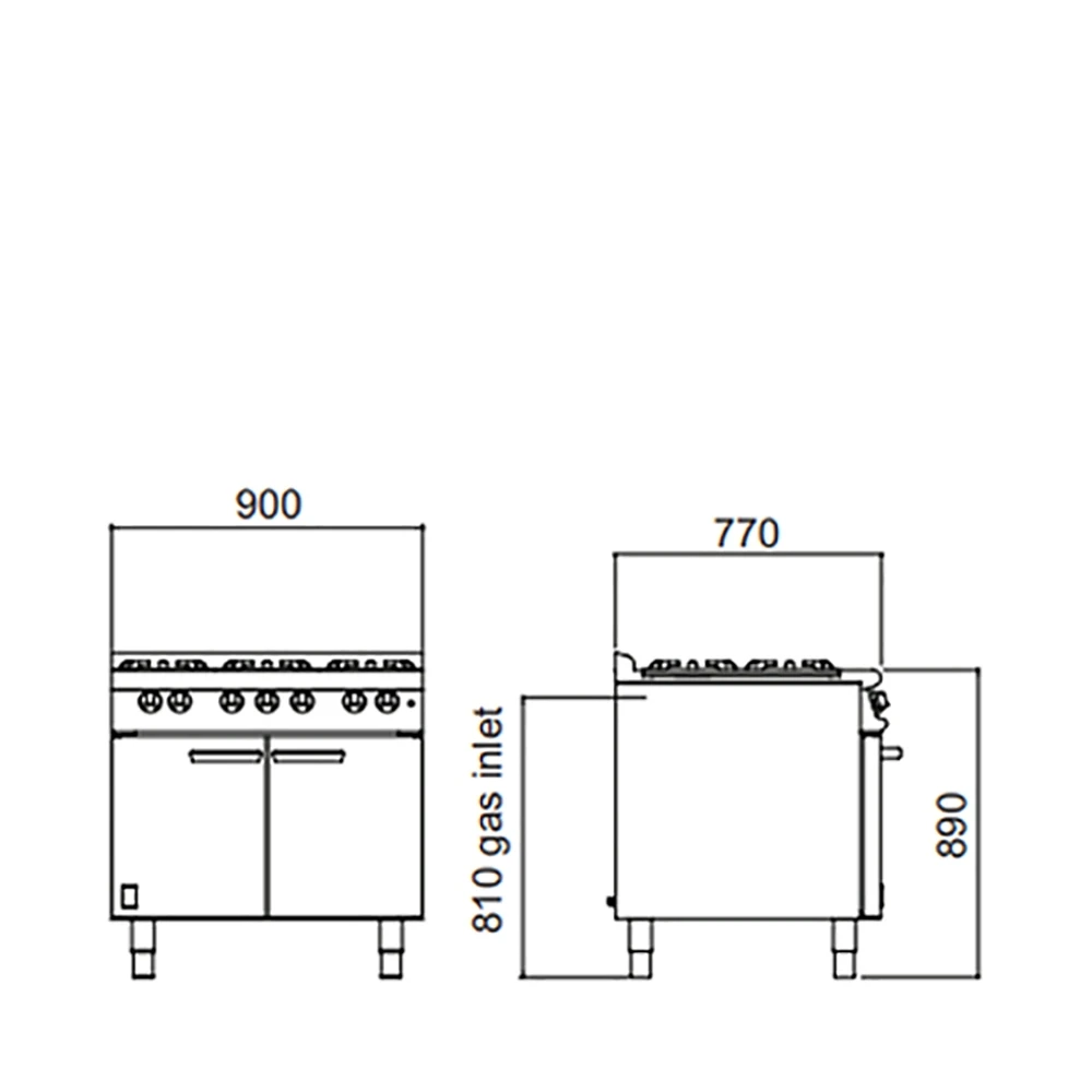 Falcon Dominator 6 Burner Gas Range With Castors G3101 Stainless Steel 4 Falcon Dominator 6 Burner Gas Range With Castors G3101 Stainless Steel - Image 2