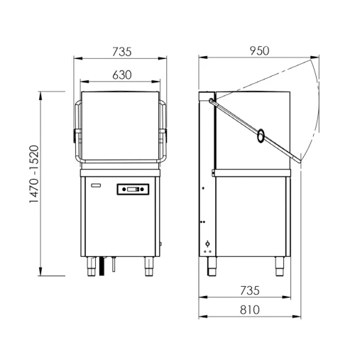 Classeq Pass Through Dishwasher P500A-D22 ( 631 Mm (W) X 728 Mm (D) X 1515mm (H) ) 6 Classeq Pass Through Dishwasher P500A-D22 ( 631 Mm (W) X 728 Mm (D) X 1515mm (H) ) - Image 4
