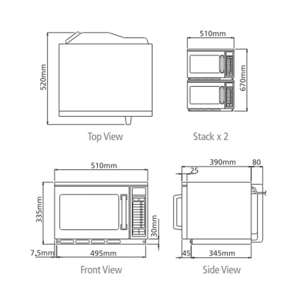 Sharp Touch Control Commercial Microwave 1900 Watt R24AT 20Ltr Stainless Steel 4 Sharp Touch Control Commercial Microwave 1900 Watt R24AT 20Ltr Stainless Steel - Image 2