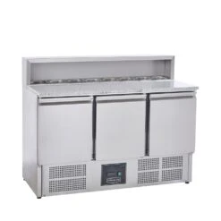 Sterling Pro Refrigerated 3 Door Pizza Prep Table 8 X 1/6 GN 402 Litres Stainless Steel