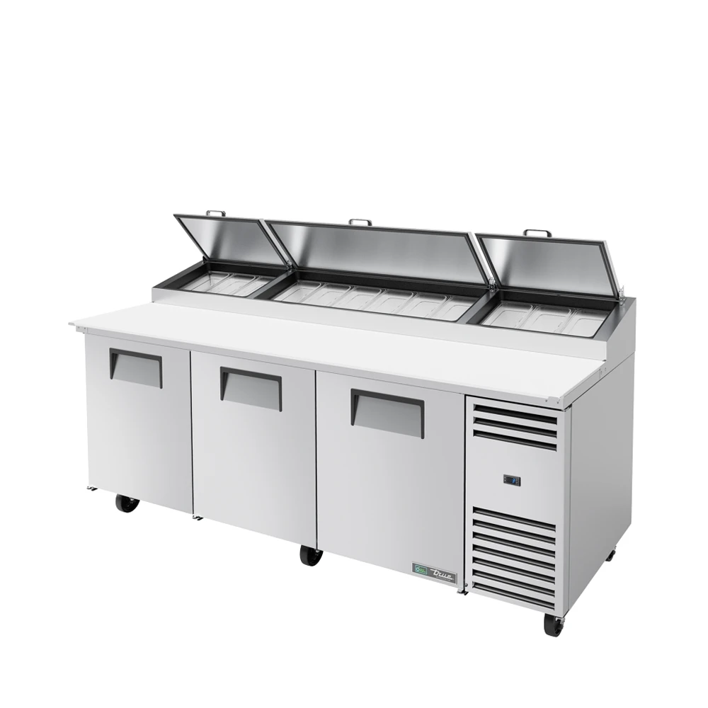 True Refrigerated Pizza Prep Table 12 X 1/3 GN 3 Door 875 Litres Stainless Steel 3 True Refrigerated Pizza Prep Table 12 X 1/3 GN 3 Door 875 Litres Stainless Steel